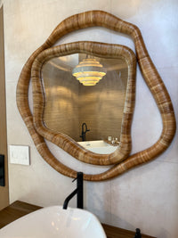 Tia 38" Natural Rattan Hand Wrapped Mirror