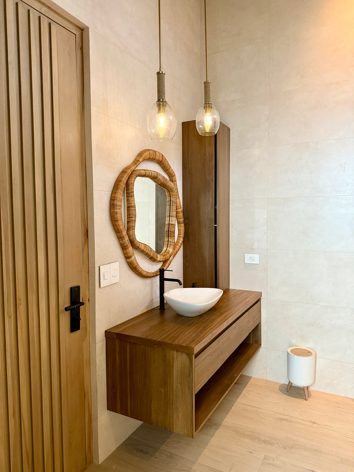 Tia 38" Natural Rattan Hand Wrapped Mirror
