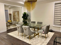 Prado Light Grey Pleated Velvet With Gold Frame Chair - Luxury Living Collection