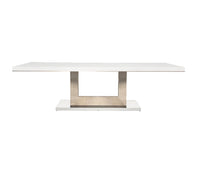 Floris 105" White Gloss Dining Table - Champagne Base