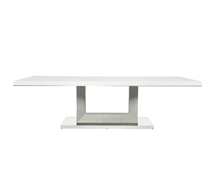 Floris 105" White Gloss Dining Table - Mineral Base