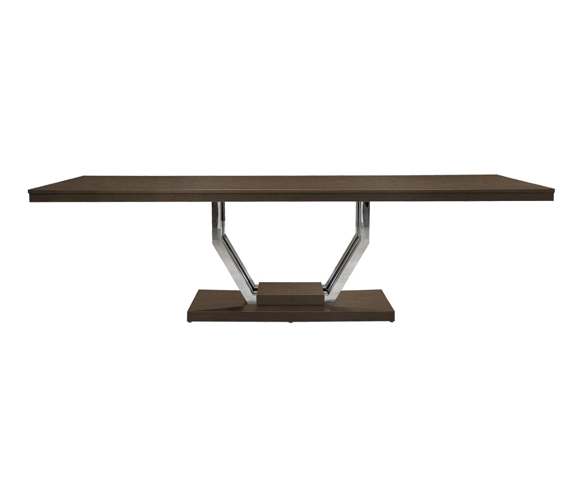 Playa 105" Brown Pearl Wood Dining Table - Polished Stainless Steel Base