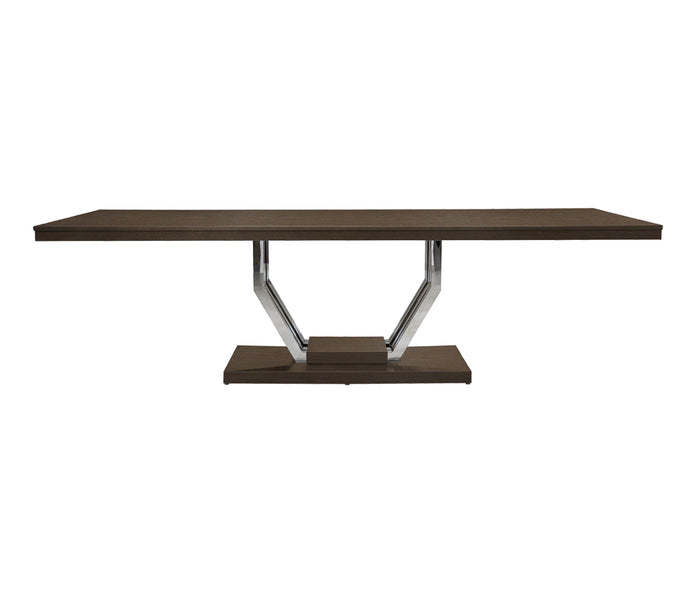 Playa 105" Brown Pearl Wood Dining Table - Polished Stainless Steel Base