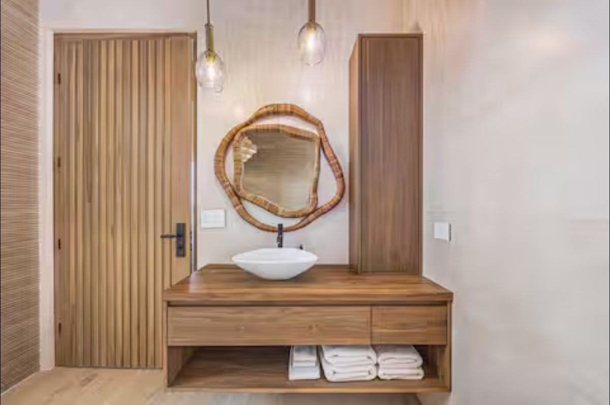 Tia 38" Natural Rattan Hand Wrapped Mirror