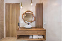 Tia 38" Natural Rattan Hand Wrapped Mirror