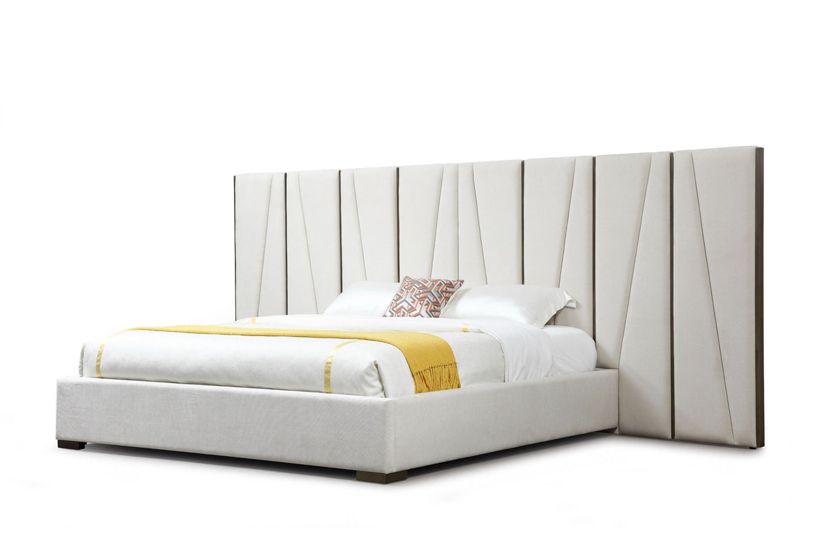 Ivo Modern Beige Velvet & Gold Bed