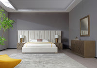 Ivo Modern Beige Velvet & Gold Bed