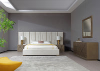 Ivo Modern White Bonded Leather & Gold Bed