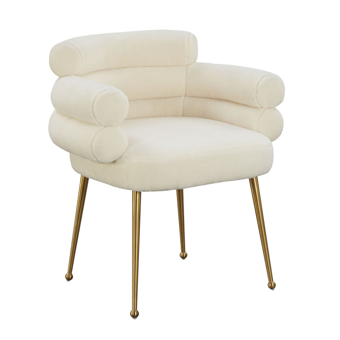 Denala Cream Faux Sheepskin Dining Chair - Luxury Living Collection