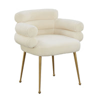 Denala Cream Faux Sheepskin Dining Chair - Luxury Living Collection