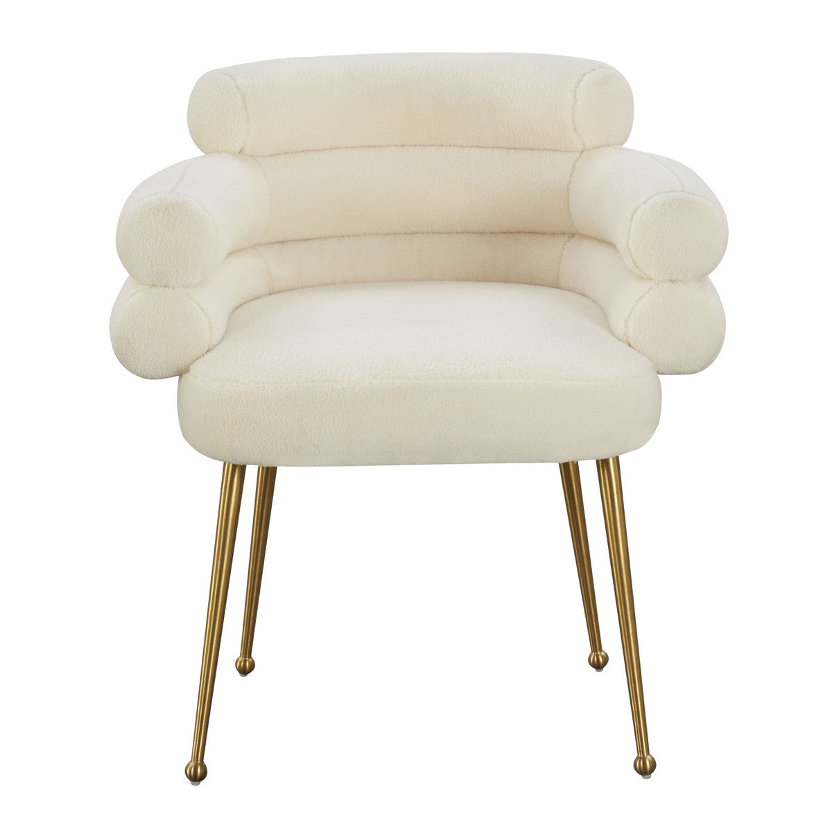 Denala Cream Faux Sheepskin Dining Chair - Luxury Living Collection