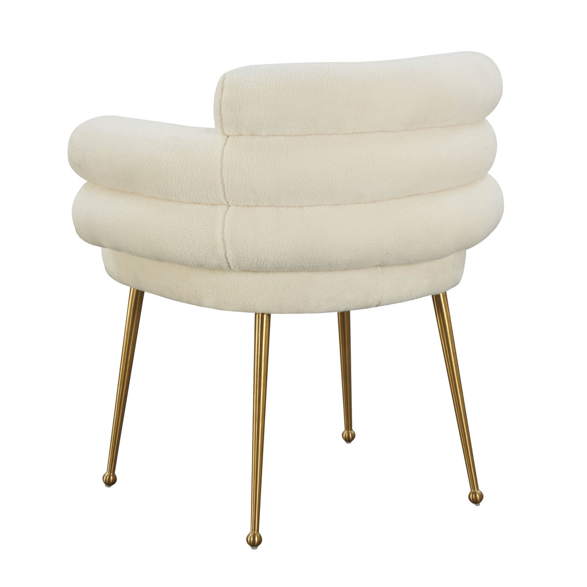 Denala Cream Faux Sheepskin Dining Chair - Luxury Living Collection