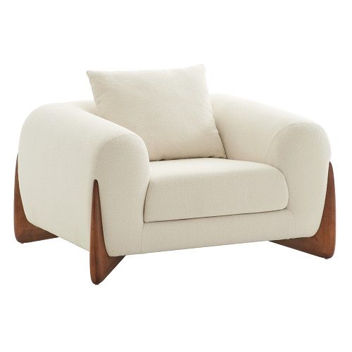Palacio Cream Fabric and Walnut Lounge Chair