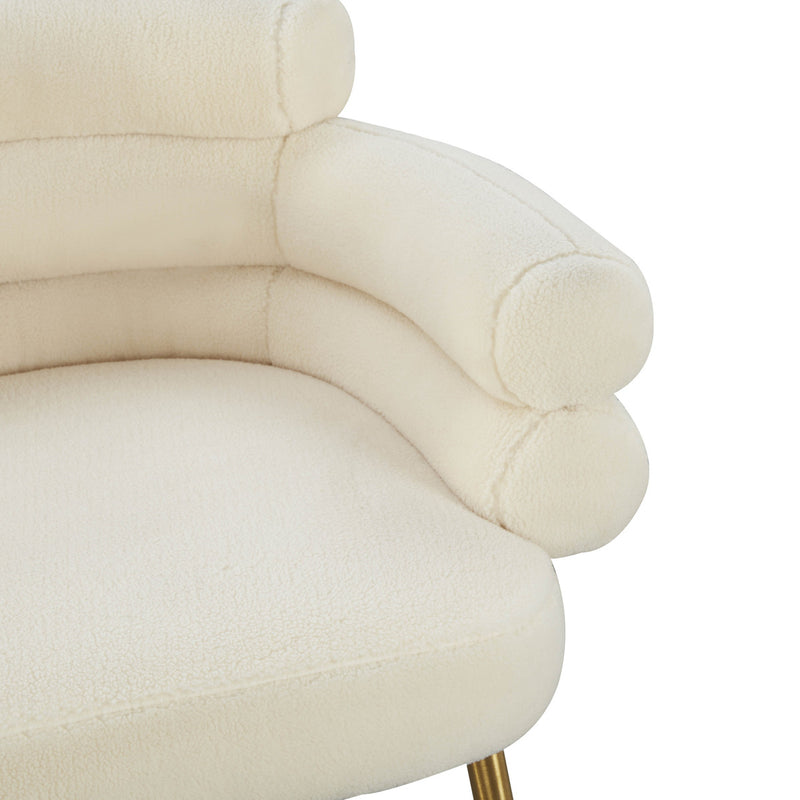 Denala Cream Faux Sheepskin Dining Chair - Luxury Living Collection