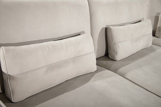 Marigold Italian Light Grey Leather RAF Chaise Sectional Sofa
