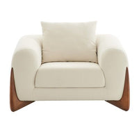 Palacio Cream Fabric and Walnut Lounge Chair