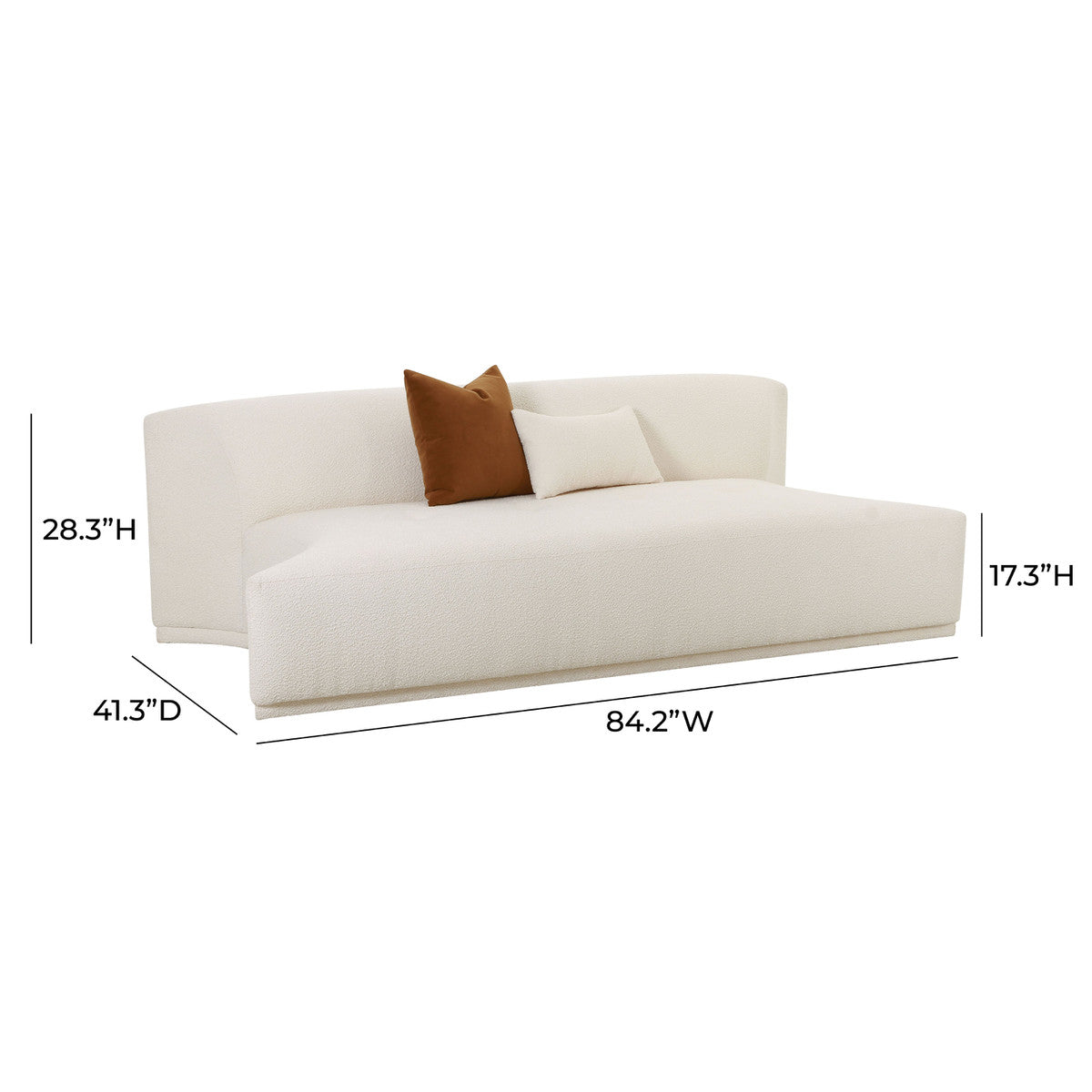 Pablo Cream Boucle Modular Armless Loveseat - Luxury Living Collection