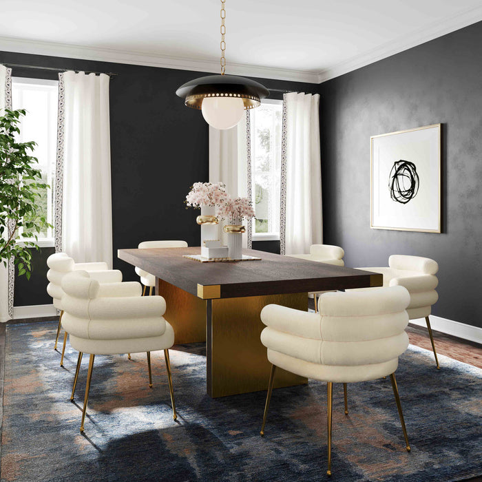 Denala Cream Faux Sheepskin Dining Chair - Luxury Living Collection