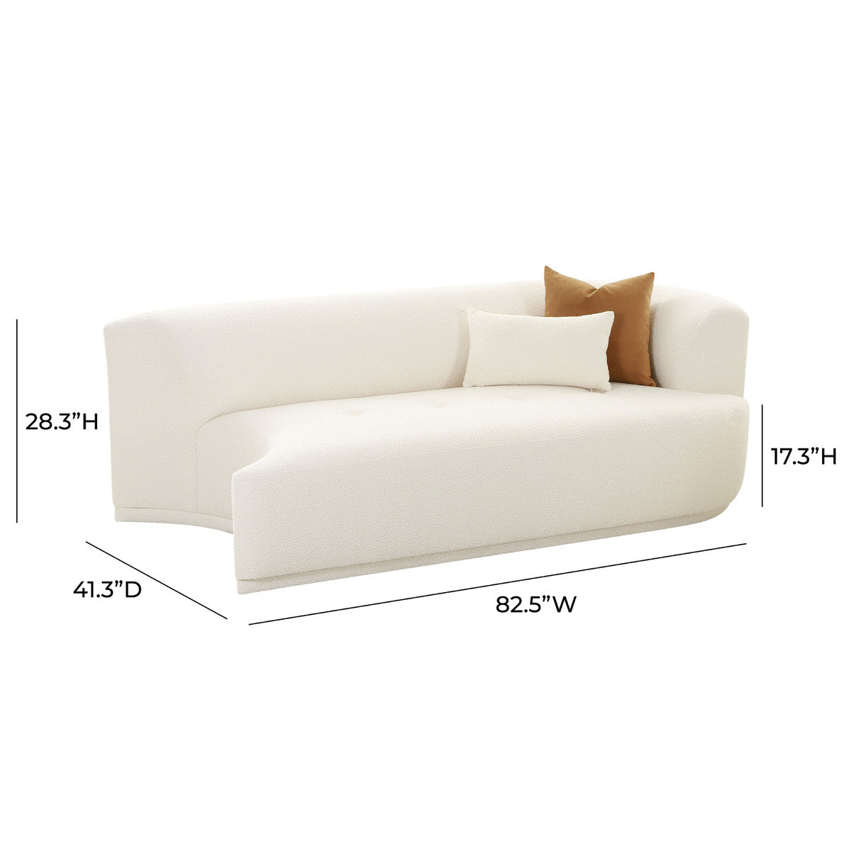 Pablo Cream Boucle Modular RAF Loveseat - Luxury Living Collection