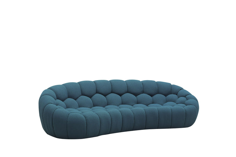 Nicoma Modern Curved Dark Teal Fabric Sofa Set