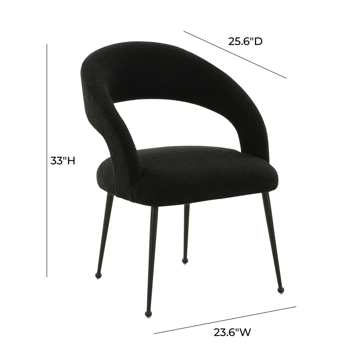 Modena Black Boucle Dining Chair - Luxury Living Collection