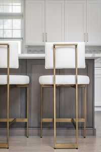 Laylani White Vinyl With Bronze Base Counter Chair