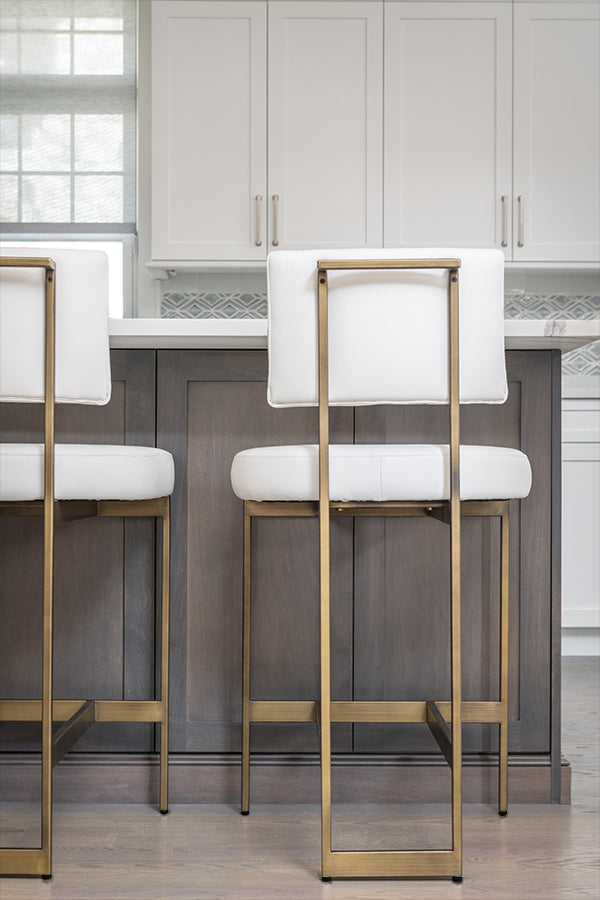 Laylani White Vinyl With Bronze Base Counter Chair