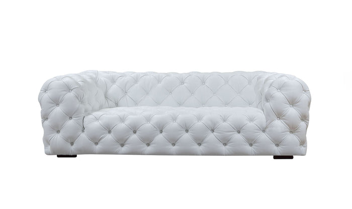 Devi White Italian Leather Sofa
