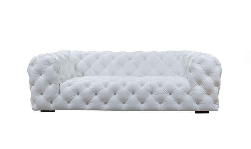 Devi White Italian Leather Sofa