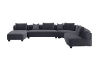 London Contemporary Grey Velvet U Shaped Sectional Sofa