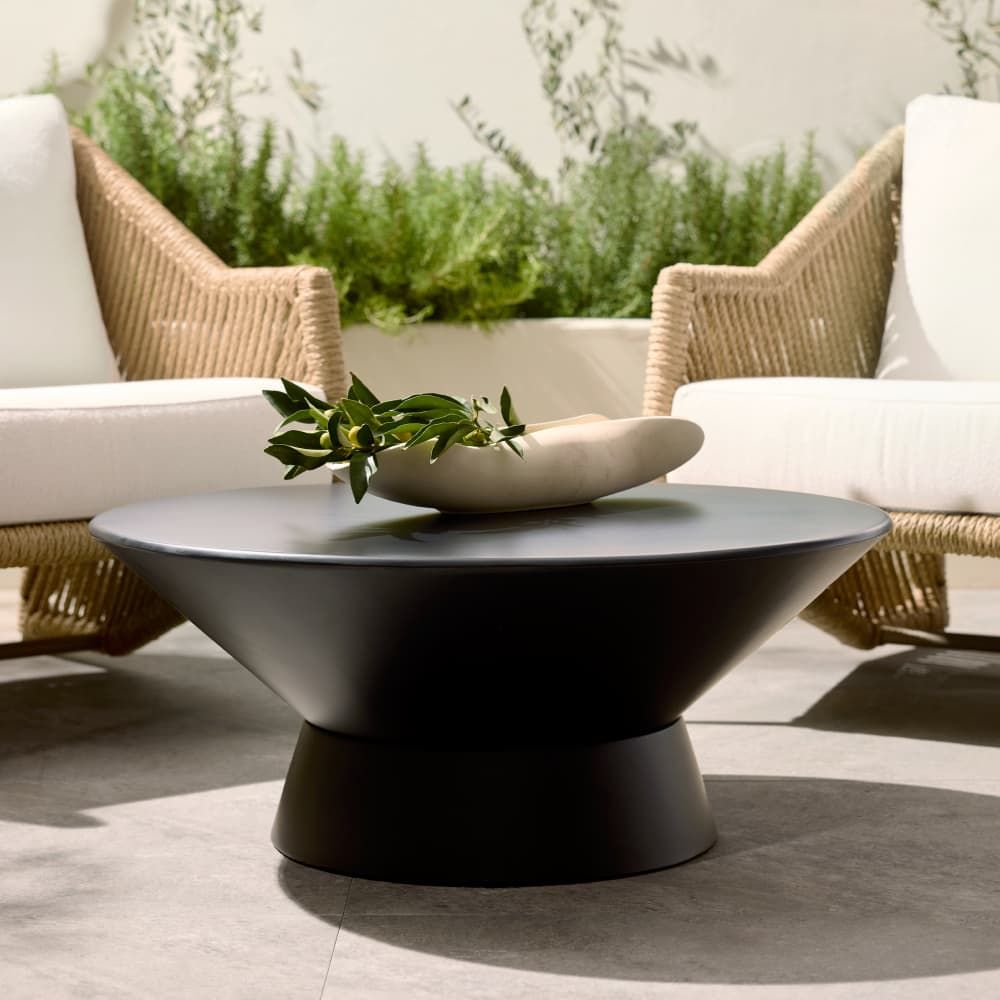 Tempe 32" Matte Black Indoor/Outdoor Coffee Table