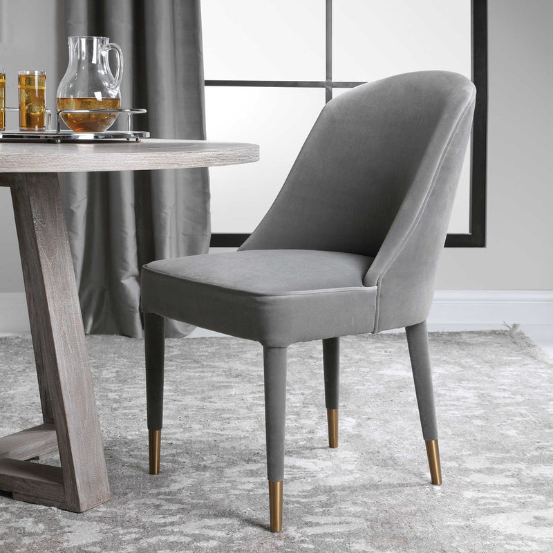 Alexa Grey Velvet Chair (Set of 2)