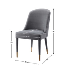 Alexa Grey Velvet Chair (Set of 2)