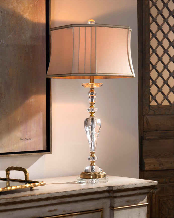 Esther 33.5" Crystal Swirl & Brass Table Lamp