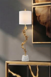 Alure 42.5" Vines Polished Brass & Marble Table Lamp