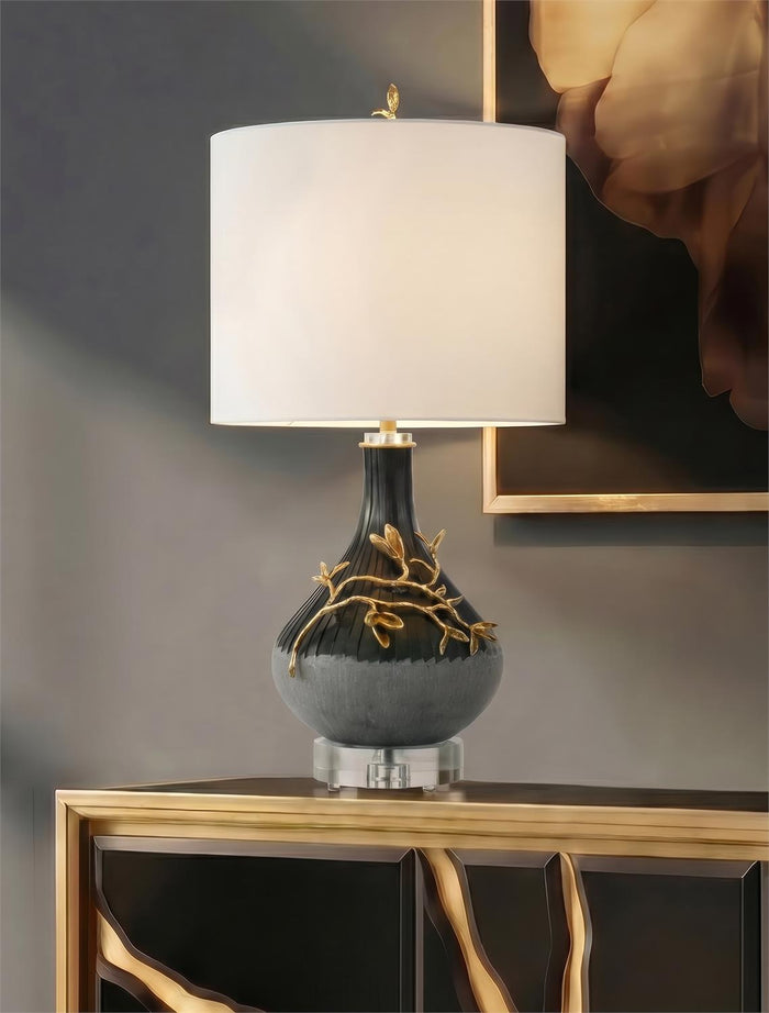 Aymi 29" Black Glass & Gold Branches Table Lamp