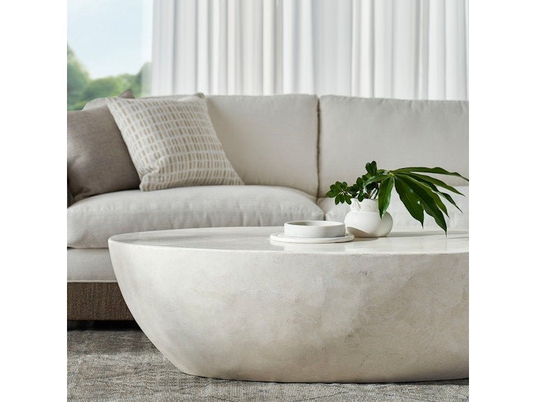 Vail 60.25" Curved Indoor/Outdoor White Agate Stone Coffee Table