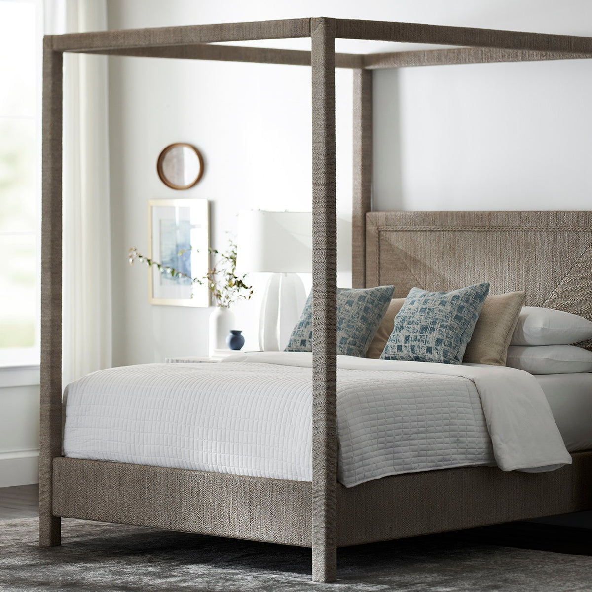 Woodside White Sand Hand-woven Rope Luxurious Canopy Bed