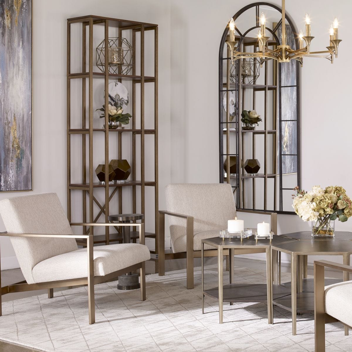 Esker 32" Brushed Antique & Dark Walnut Etagere