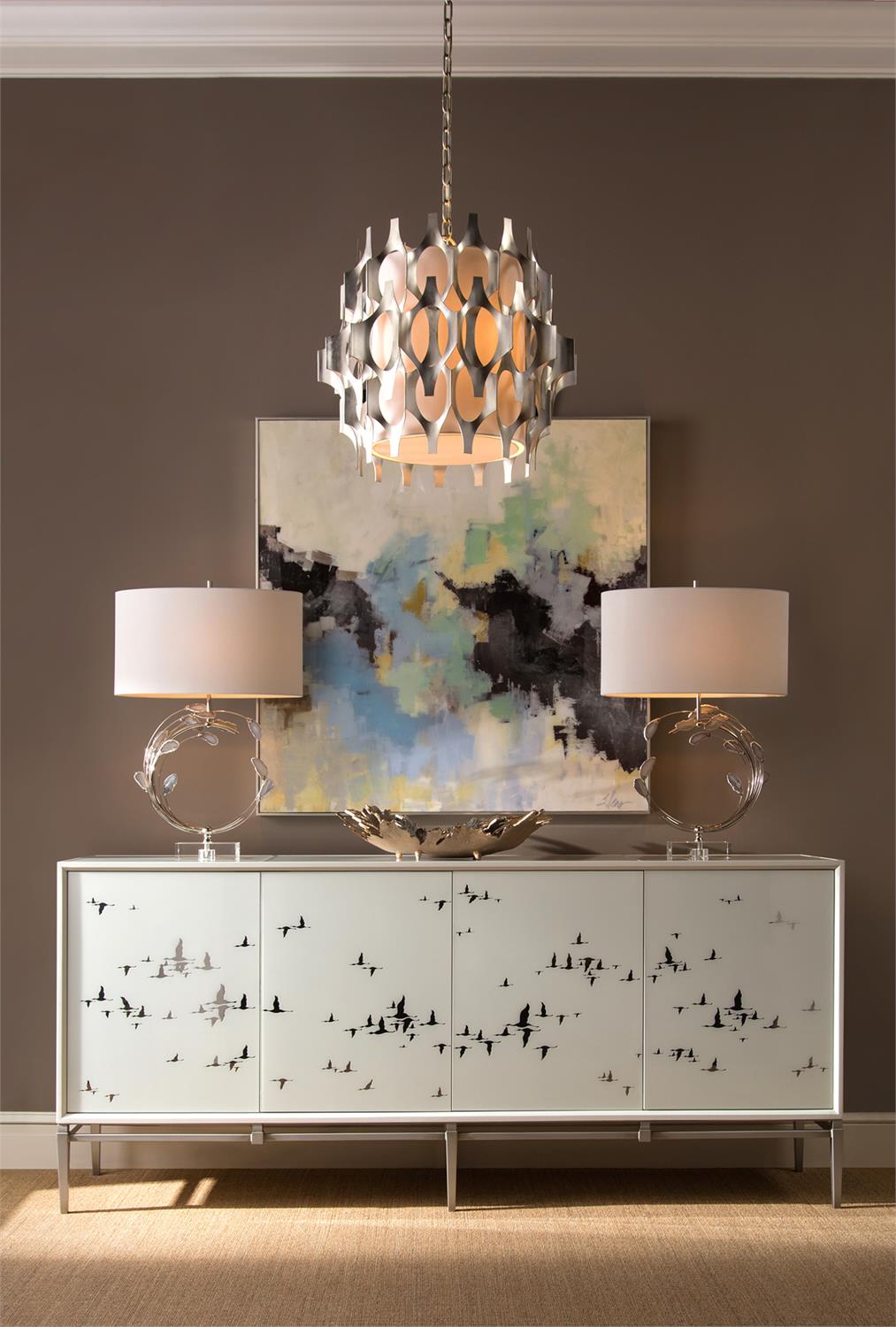 Roxie 32" Swirling Natural Agates Cool Greys & Acrylic Table Lamp