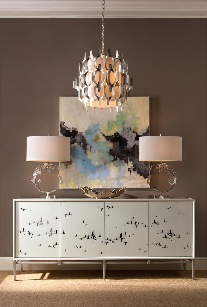 Roxie 32" Swirling Natural Agates Cool Greys & Acrylic Table Lamp