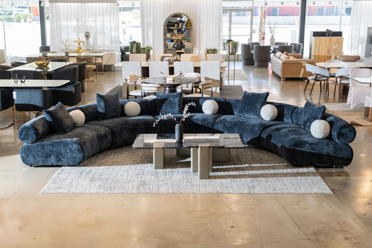 Evelyn 5 Piece Dark Grey Curved Modular Sectional Sofa