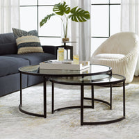 Solaris Forged Iron Satin Black Nesting Coffee Tables (Set of 2)