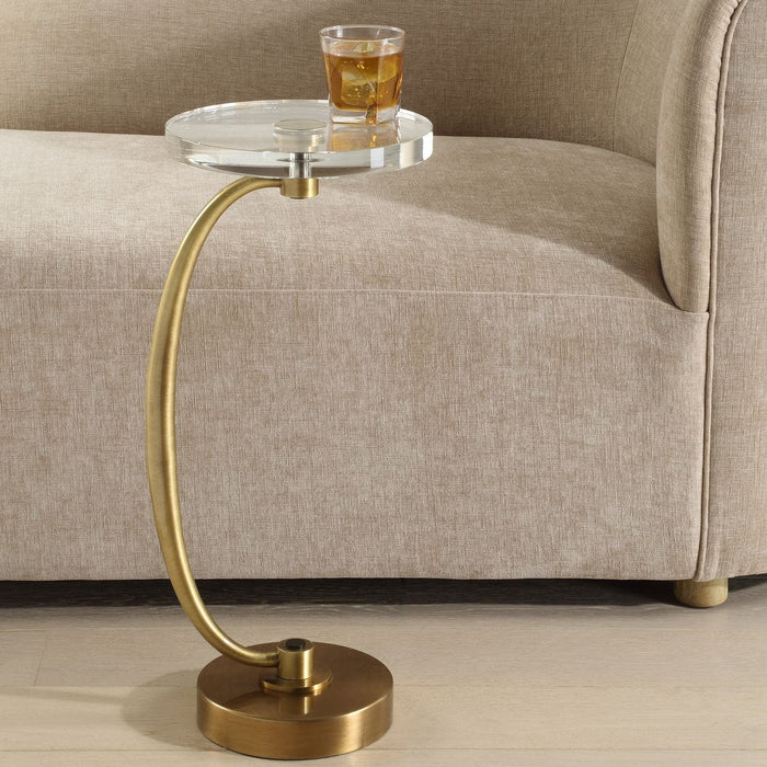 Delphine 12" Antique Brass Curved Iron Martini Table