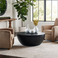 Larina 40" Round Mango Wood Textured Ebony Coffee Table