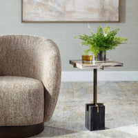 Asher 15" Modern Gold & Wood Accent Table