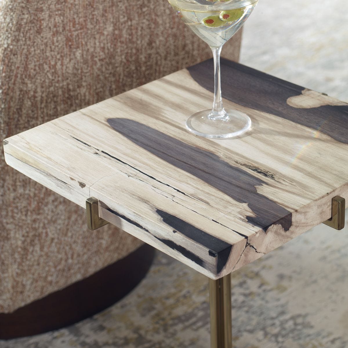 Asher 15" Modern Gold & Wood Accent Table