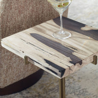 Asher 15" Modern Gold & Wood Accent Table