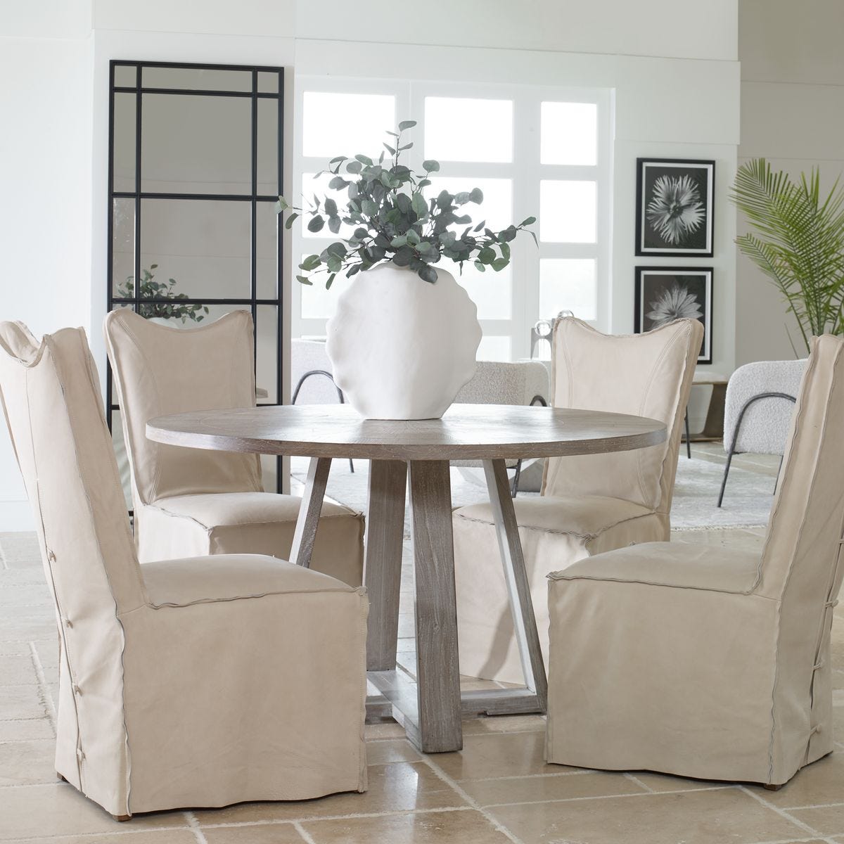 Carran 52" Soft Grey/Brown Dining Table