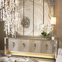 Naji 9" Floating Acrylic With Gold Leaf & Marble Buffet Lamp
